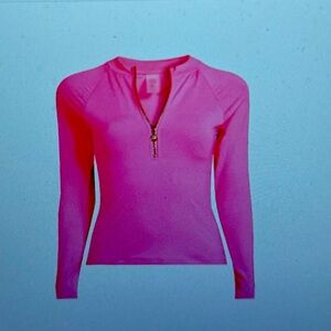 Lilly Pulitzer NAYTE half zip Rashguard top, UPF 50, NWT, Roxie pink size‎ 10